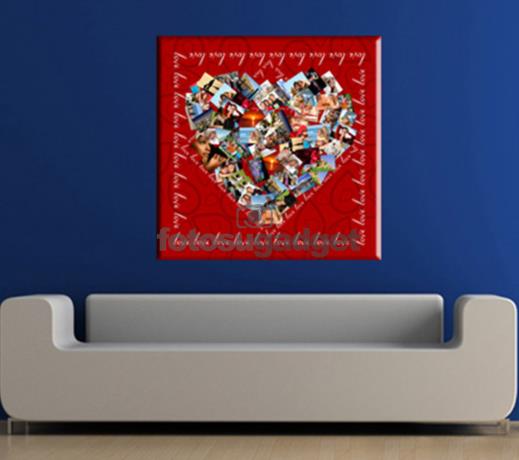 foto su tela colage a forma di cuore con grafiche san valentino